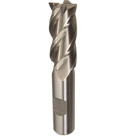 DRILL AMERICA 7/8" HSS 4 Flute Single End End Mill, Finish: Uncoated (Bright) BRCF342